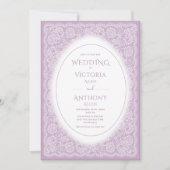 Invitation Mariage Violet Blanc de Dentelle Vintage (Devant)