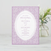 Invitation Mariage Violet Blanc de Dentelle Vintage (Debout devant)
