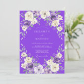 Invitation Mariage Violet Blanc Ranunculus Eucalyptus (Debout devant)