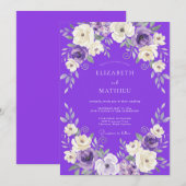 Invitation Mariage Violet Blanc Ranunculus Eucalyptus (Devant / Derrière)