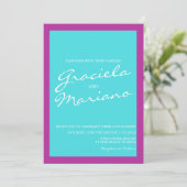 Invitation Mariage Violet Bleu Clair Gras (Debout devant)