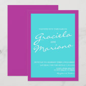 Invitation Mariage Violet Bleu Clair Gras (Devant / Derrière)