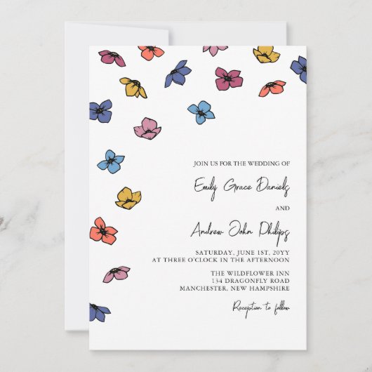 Invitation Mariage violet bleu coloré (Devant)