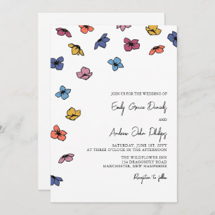 Invitation Mariage violet bleu coloré