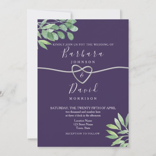 Invitation Mariage Violet Botanique (Devant)