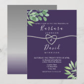 Invitation Mariage Violet Botanique (Devant / Derrière)