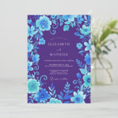 Invitation Mariage Violet Cyan Vigne (Debout devant)