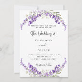 Invitation Mariage violet de fleurs de lavande (Devant)