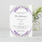 Invitation Mariage violet de fleurs de lavande (Debout devant)
