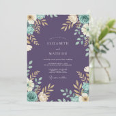 Invitation Mariage Violet de Prairie Peint à la Menthe (Debout devant)