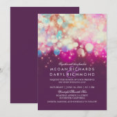 Invitation Mariage violet des lumières de chaîne (Devant / Derrière)