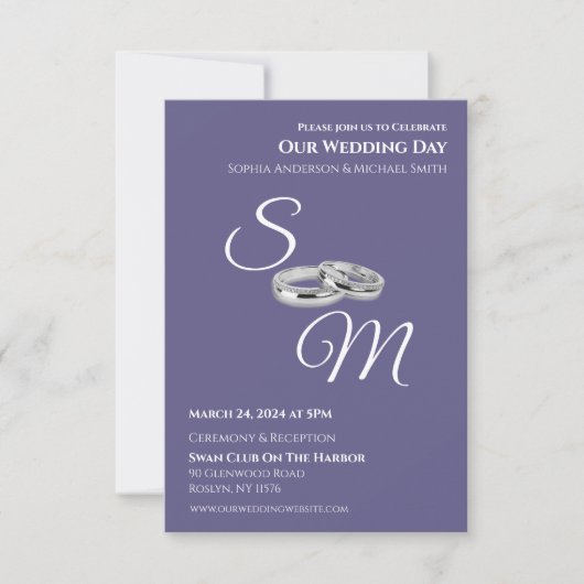 Invitation Mariage violet et blanc (Devant)