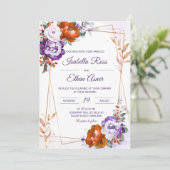 Invitation Mariage Violet et Orange Brûlé (Debout devant)