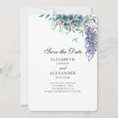 Invitation Mariage violet et sarcelle. Enregistrez la date fl (Devant)