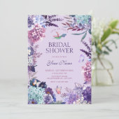 Invitation Mariage violet floral (Debout devant)