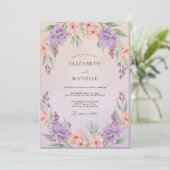 Invitation Mariage Violet Glycine Pêche (Debout devant)