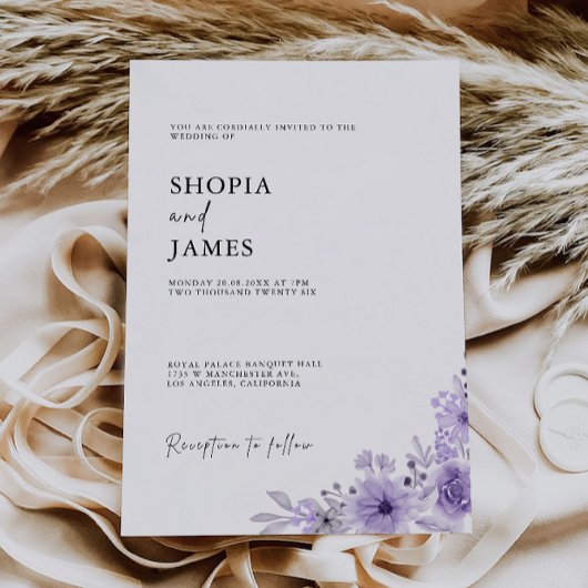 Invitation Mariage violet invite Modèle