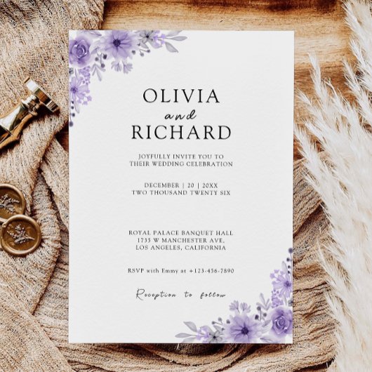 Invitation Mariage violet invite Modèle