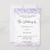 Invitation Mariage violet lavande parties scintillant script (Devant)