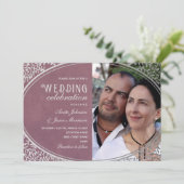 Invitation Mariage Violet Luxe Élégant Vintage (Debout devant)