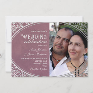 Invitation Mariage Violet Luxe Élégant Vintage