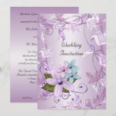 Invitation Mariage Violet Mauve Floral (Devant / Derrière)