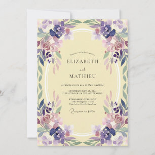 Invitation Mariage Violet Mauve Vigne