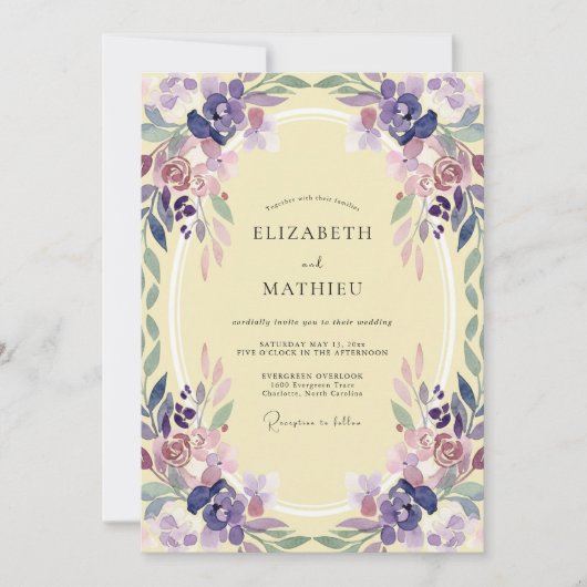Invitation Mariage Violet Mauve Vigne (Devant)