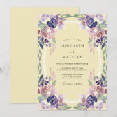 Invitation Mariage Violet Mauve Vigne (Devant / Derrière)