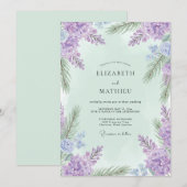 Invitation Mariage Violet Menthe Wisteria (Devant / Derrière)