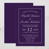 Invitation Mariage violet minimaliste classique (Devant / Derrière)
