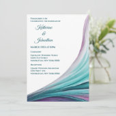 Invitation Mariage-violet moderne et Turquoise (Debout devant)