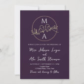 Invitation Mariage violet monogramme (Devant)