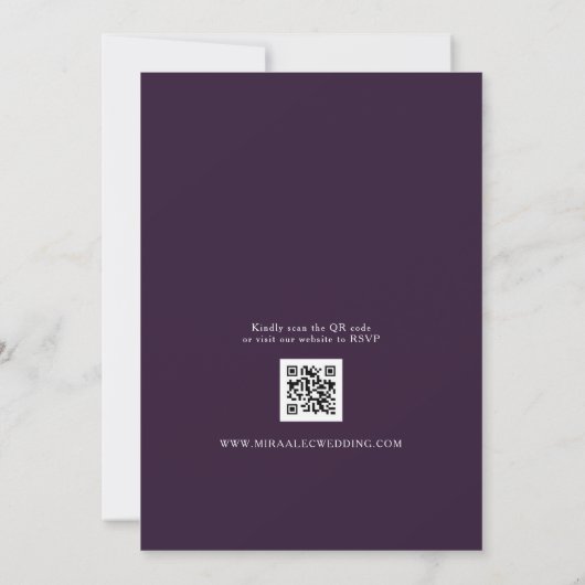 Invitation Mariage violet monogramme (Dos)