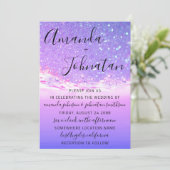 Invitation Mariage Violet Océan Bleu Vagues Ocean Beach (Debout devant)
