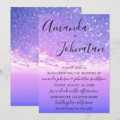 Invitation Mariage Violet Océan Bleu Vagues Ocean Beach (Devant / Derrière)