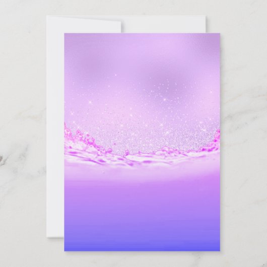 Invitation Mariage violet Océan rose bulles d'étincelle Aqua (Dos)