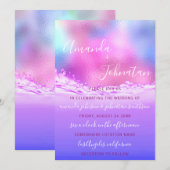 Invitation Mariage Violet Océan rose bulles étincelles Océan (Devant / Derrière)