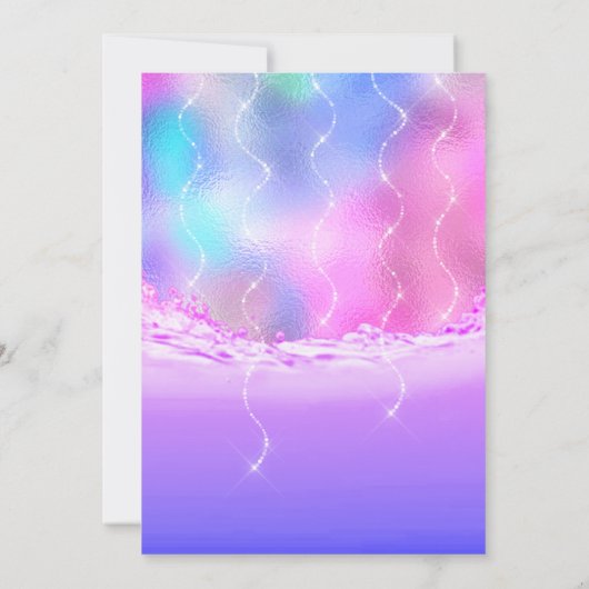 Invitation Mariage Violet Océan Rose Vagues Ocean Spark (Dos)