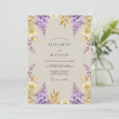 Invitation Mariage Violet Or Wisteria (Debout devant)