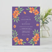 Invitation Mariage Violet Orange Poppy (Debout devant)