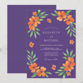 Invitation Mariage Violet Orange Poppy (Devant / Derrière)