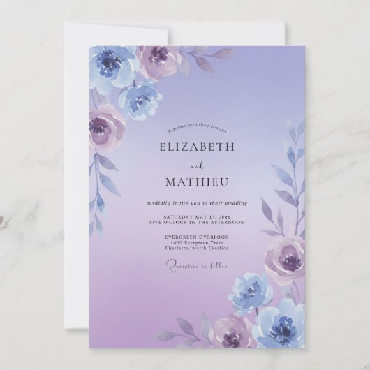 Invitation Mariage Violet Peint de Lilas (Devant)