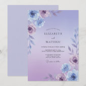 Invitation Mariage Violet Peint de Lilas (Devant / Derrière)