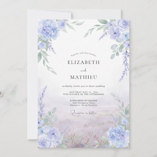 Invitation Mariage Violet Pervenche Wisteria (Devant)
