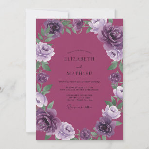 Invitation Mariage Violet Pivoine Plum