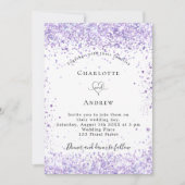 Invitation Mariage violet script blanc élégant (Devant)