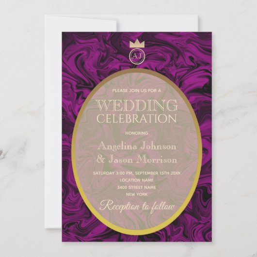 Invitation Mariage violet simple et élégant (Devant)