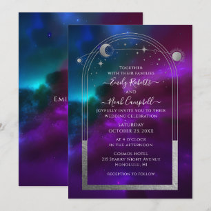 Invitation Mariage Violet Turquoise Céleste