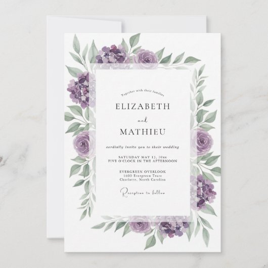 Invitation Mariage Violet Verdure (Devant)